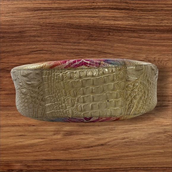 Brahmin Cream Crocodile Embossed Leather Rainbow Hobo Bag Satchel Purse - Picture 3 of 13